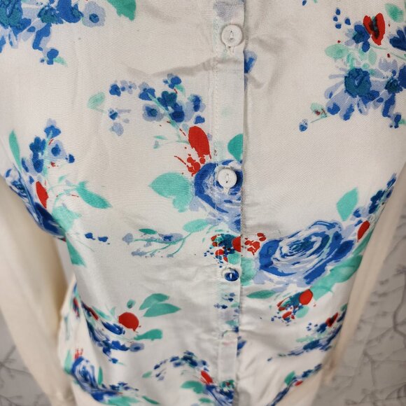 Armand Ventilo Watercolor Floral Satin Front Silk Cotton Cardigan - Picture 2 of 6